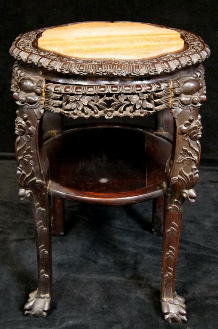 ASIAN 2 TIER MARBLE TOP TABOURET (1 of 2)
