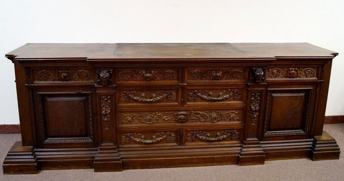 PALACE SIZE HEAVILY CARVED VICTORIAN WALNUT SIDEBOARD (1 of 5)