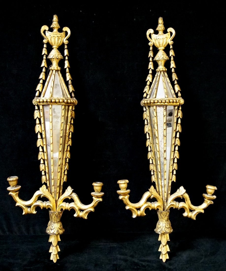 PR. GILT WOOD & MIRROR SCONCES (1 of 3)