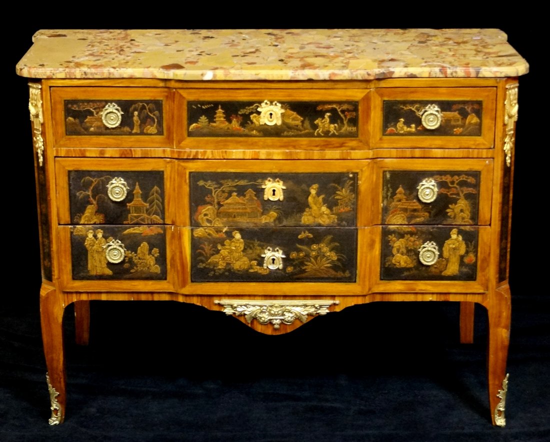 19TH C. LOUIS XV STYLE CHINOISERIE DECORATED COMMODE (1 of 3)