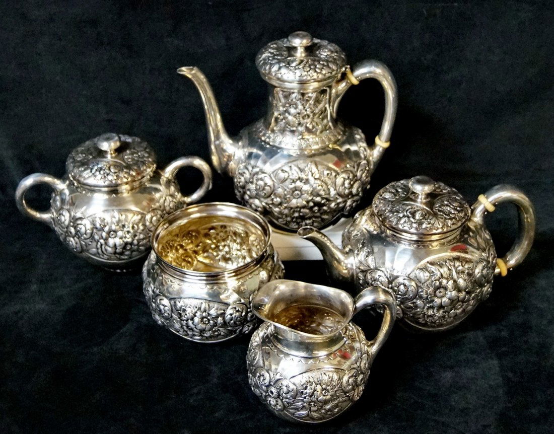 5 PC. STERLING SILVER TEA SET 74 oz (1 of 2)