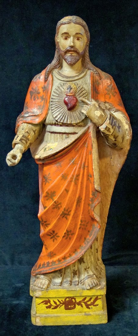 18/19TH C. POLYCHROME WOOD FIGURE (1 of 2)