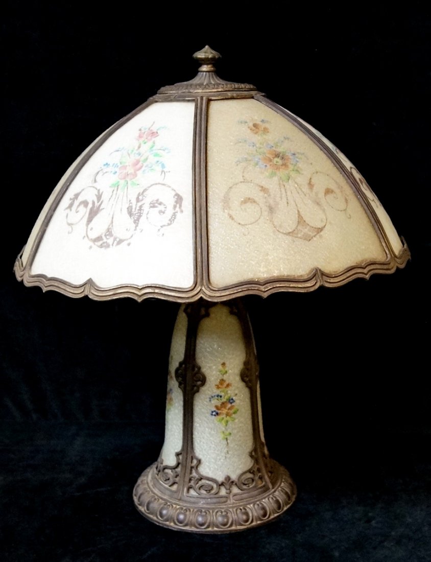 REVERSE PAINTED BENT PANEL SHADE LAMP (1 of 1)