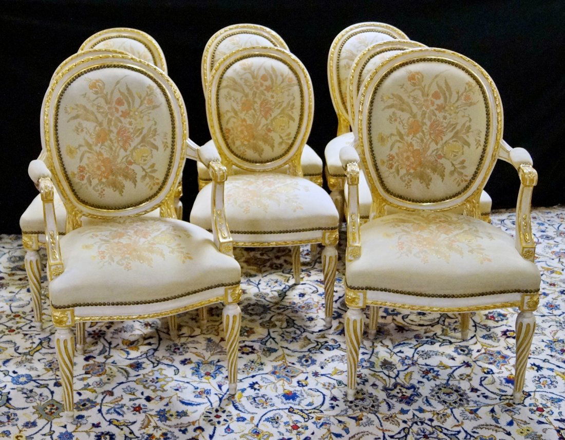 SET 8 LOUIS XVI STYLE DINING ROOM CHAIRS (1 of 3)