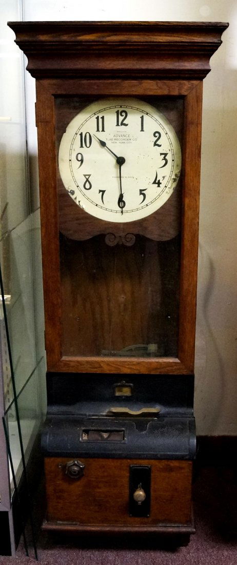 ADVANCE TIME RECORDING CO. NY OAK TIME CLOCK (1 of 1)