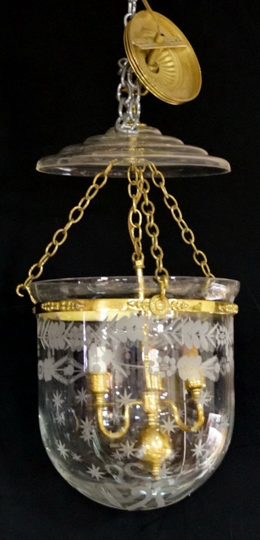 ETCHED GLASS BRASS MOUNTED  HALL LANTERN (1 of 1)