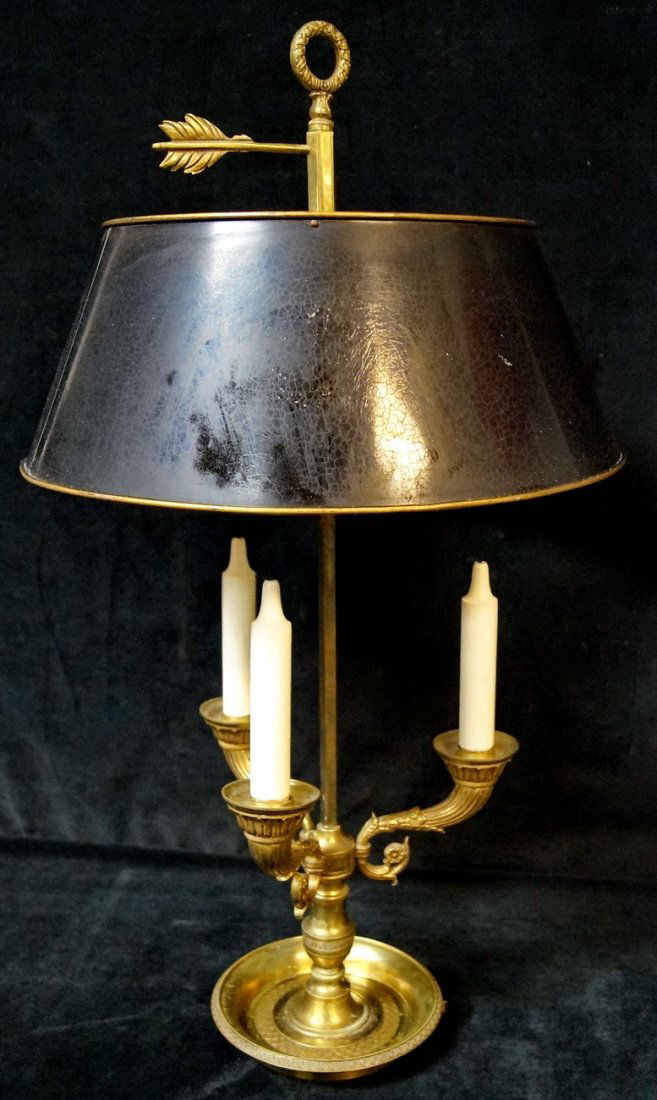 BRONZE BOUILLOTTE LAMP W/ TOLE SHADE (1 of 5)