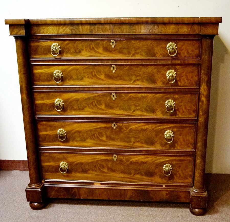 19TH C. ENGLISH MAHOGANY CHEST (1 of 8)