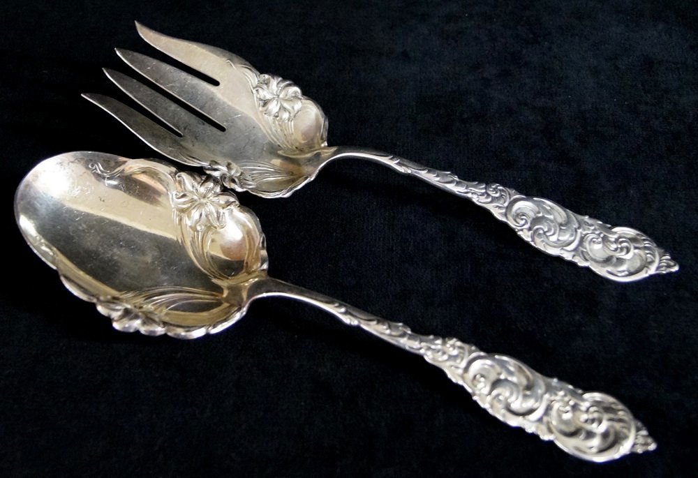 STERLING SILVER SALAD FORK & SPOON (1 of 2)