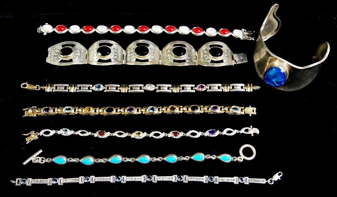 8 STERLING BRACELETS WITH STONES (1 of 1)