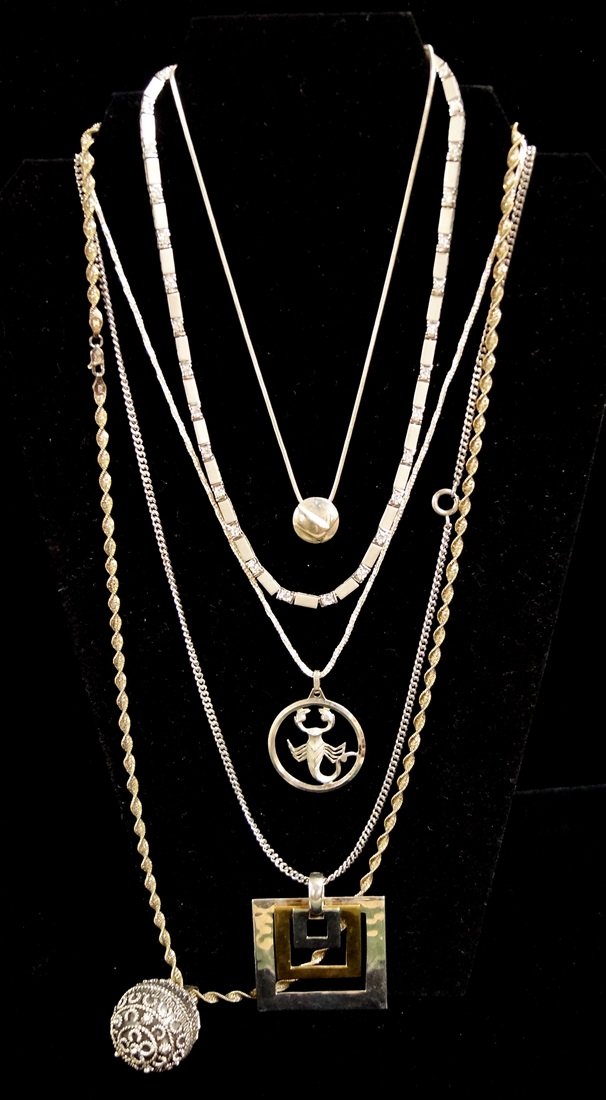 TRAY LOT OF  5 STERLING NECKLACES INC. TIFFANY & RLM (1 of 1)