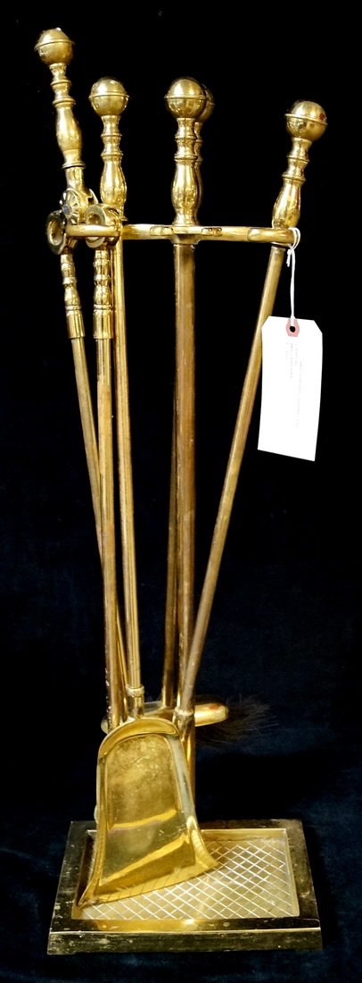 BRASS FIRE TOOLS: BRASS FIRE TOOLS 32"H