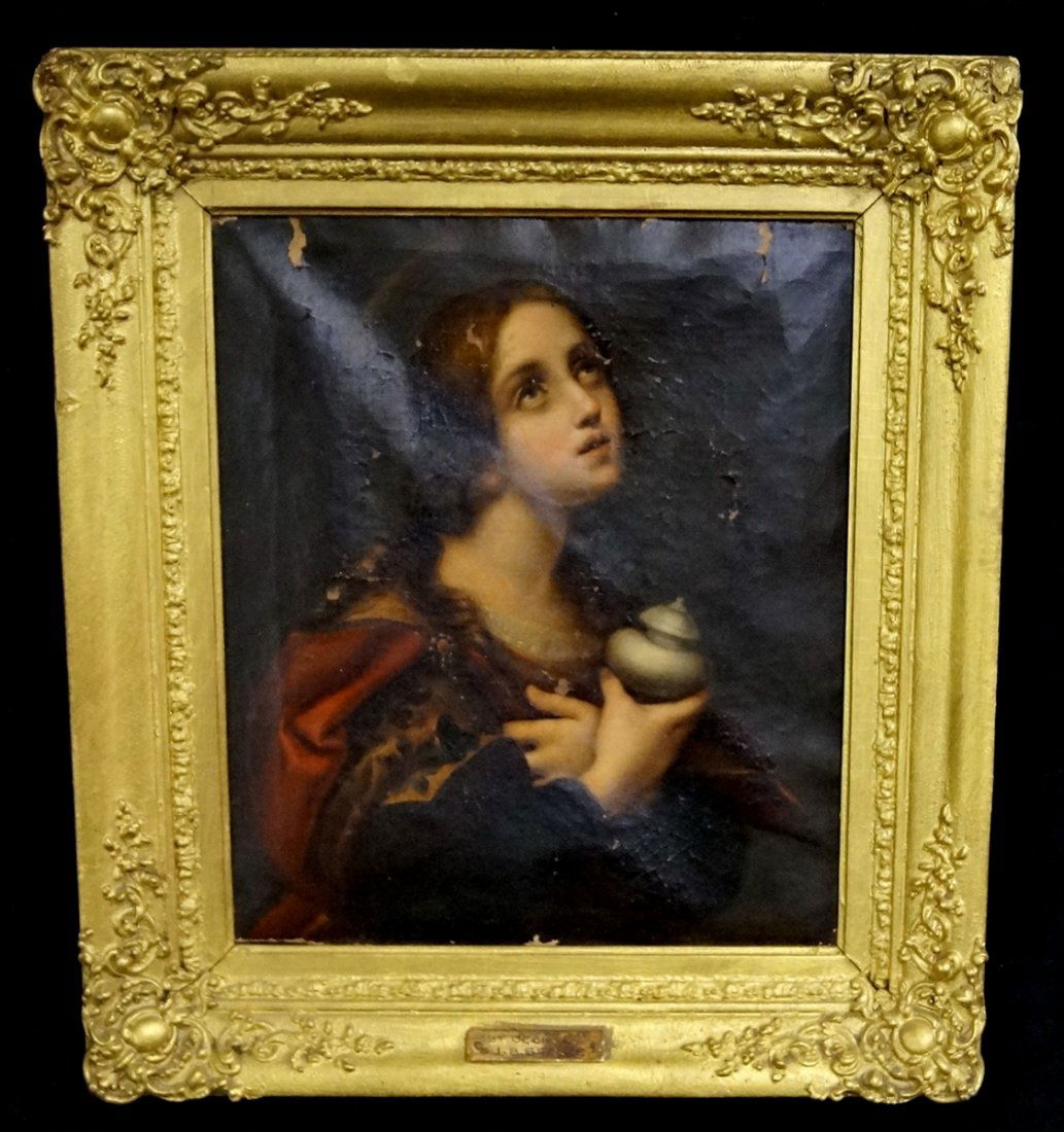 18TH C. OLD MASTER OIL ON CANVAS "ST CECILIA" J.B (1 of 5)
