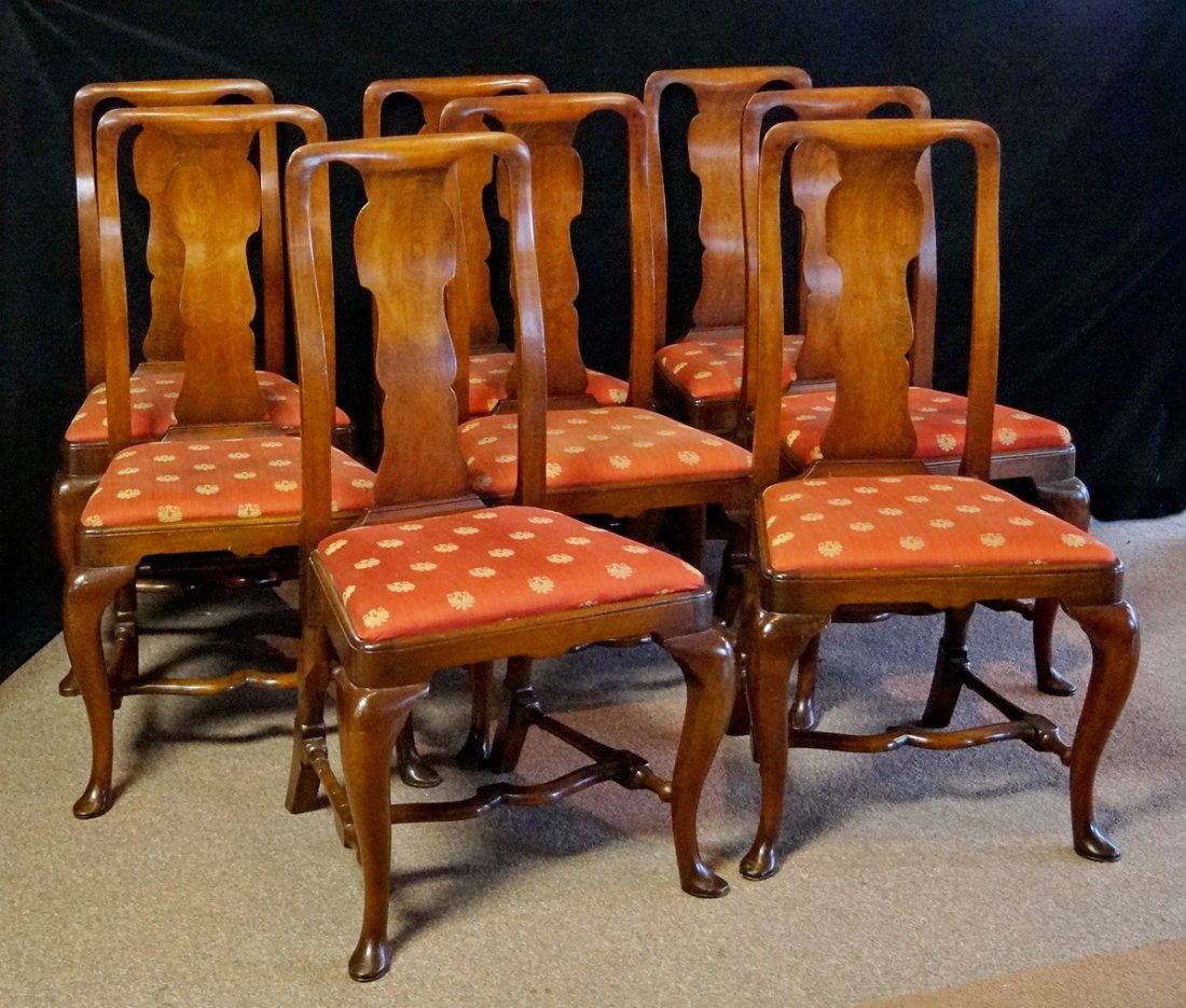 SET 8 QUEEN ANNE STYLE CHAIRS (KITTINGER?): SET 8 QUEEN ANNE STYLE CHAIRS (KITTINGER?) 41"H 21"W