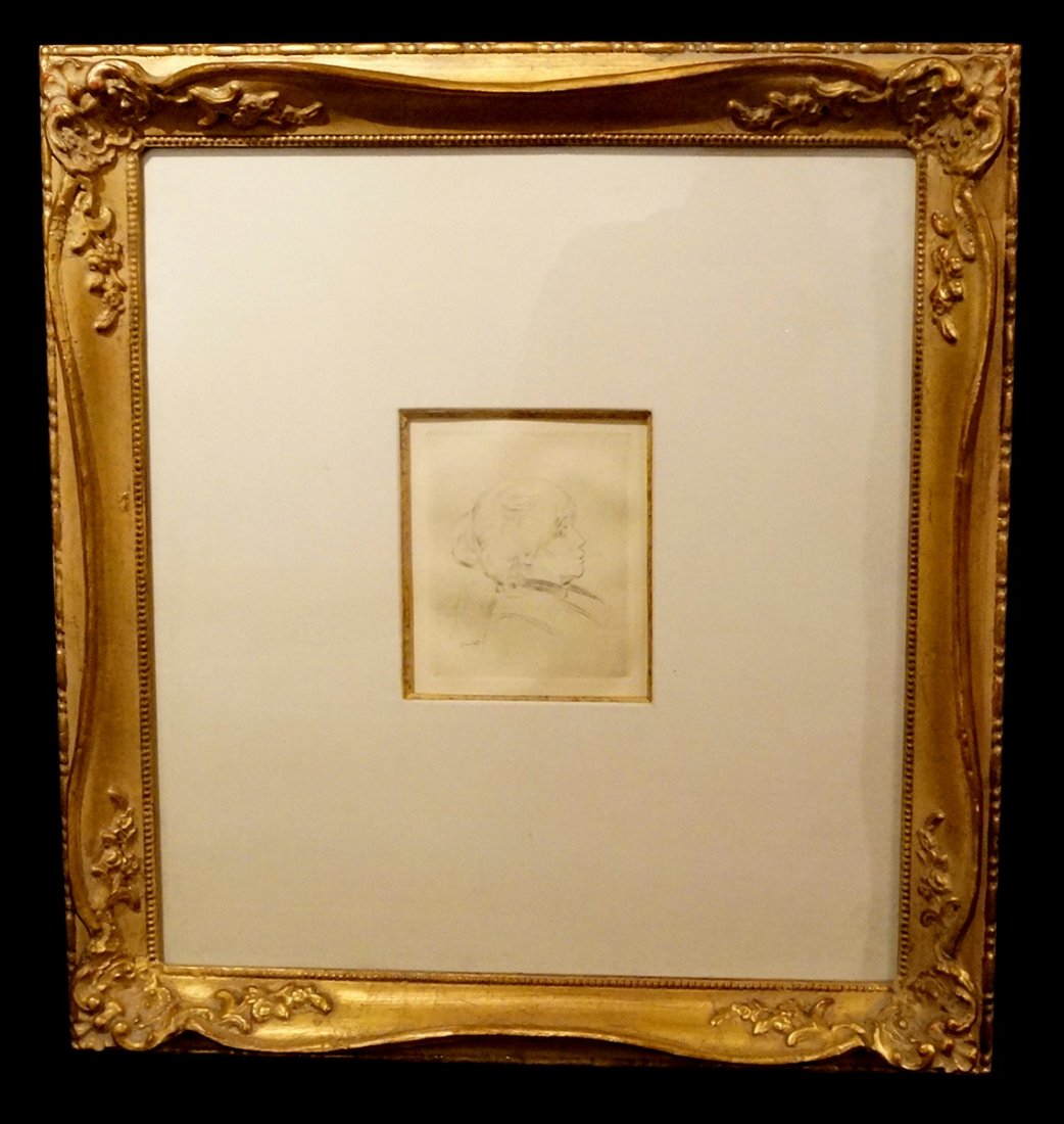 FRAMED RENOIR ETCHING "PORTRAIT OF BERTHE MORISOT" SGN. (1 of 4)