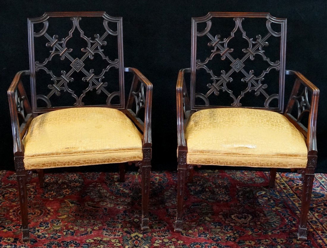 PR. CHINESE CHIPPENDALE STYLE ARM CHAIRS (1 of 3)