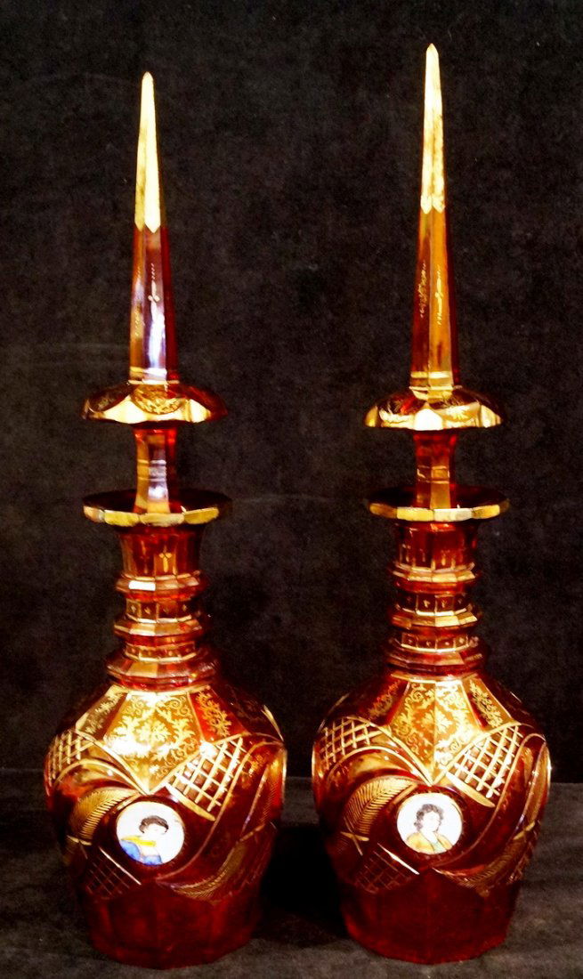 PR. BOHEMIAN GLASS BOTTLES WITH STOPPERS (1 of 6)