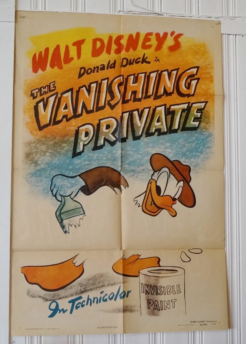 RKO PROMOTIONAL POSTER WALT DISNEY PRESENTS   "DONALD (1 of 2)