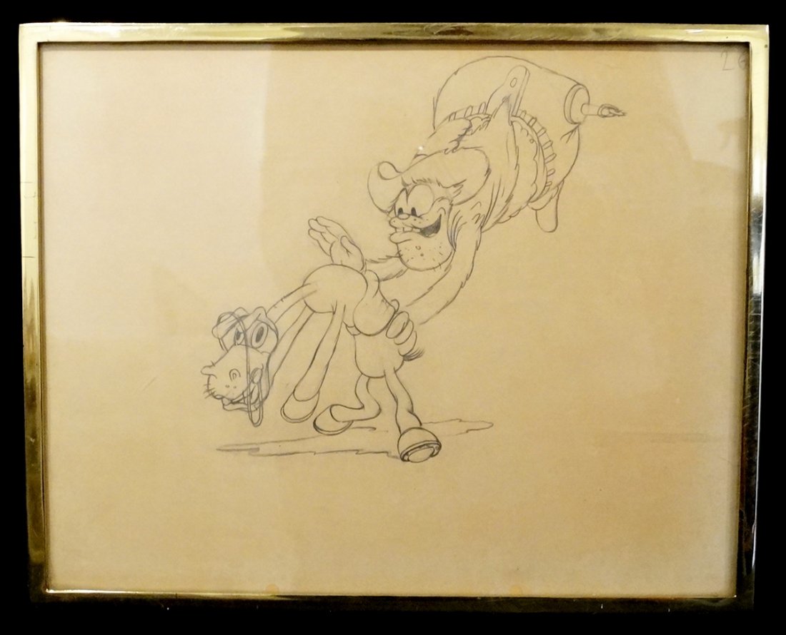 DISNEY PENCIL DRAWING "PEG LEG & HIS HORSE" (1 of 1)