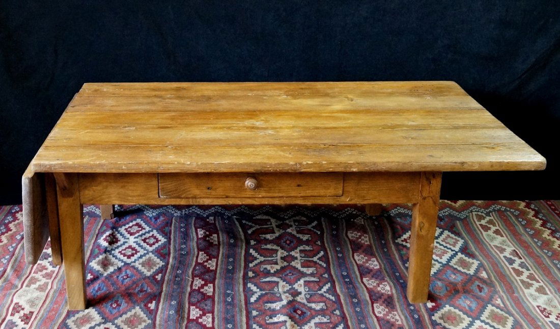19TH C. PINE COFFEE TABLE: 19TH C. PINE COFFEE TABLE 49"W 31"D 18"H