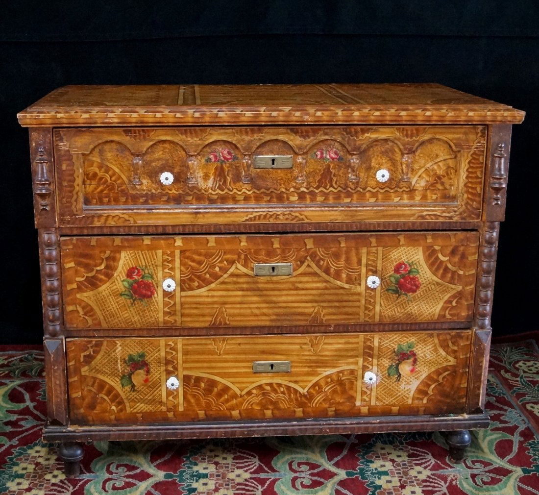 19TH C. SWEDISH GRAIN PAINTED COMMODE (1 of 4)