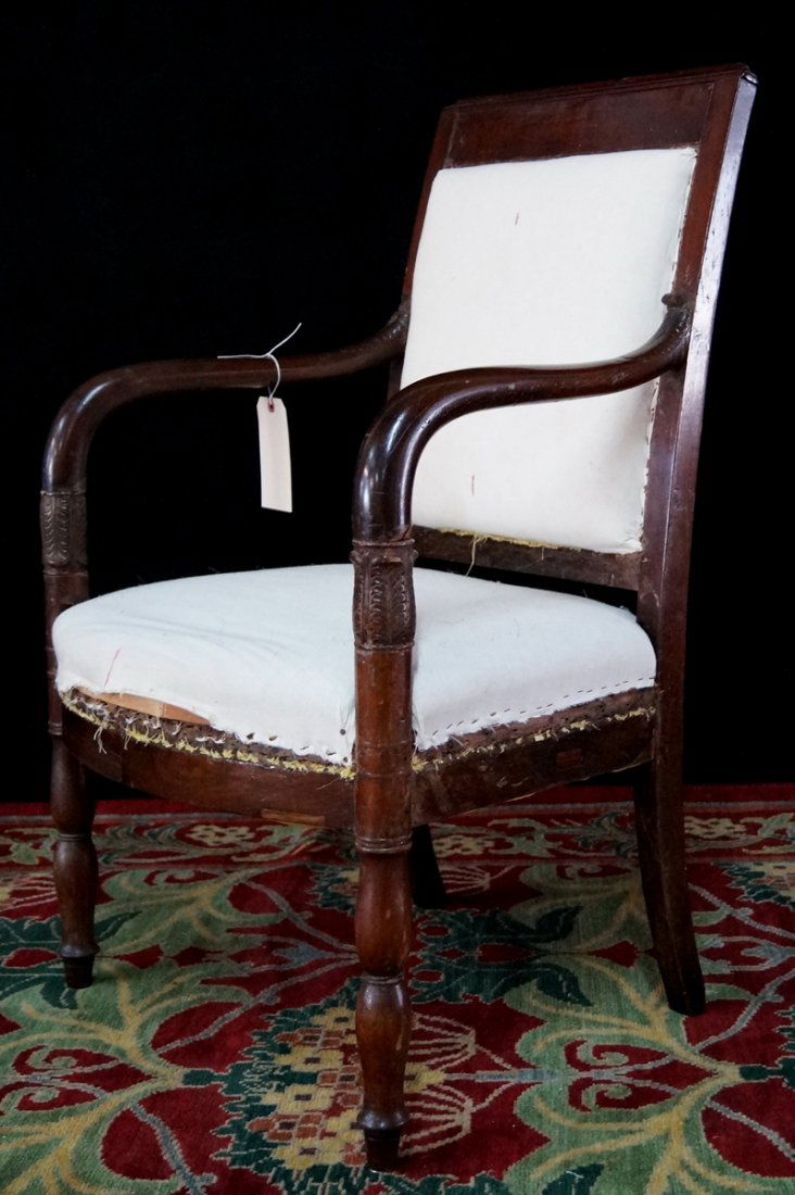 19TH C. FRENCH  EMPIRE OPEN ARM CHAIR (1 of 5)