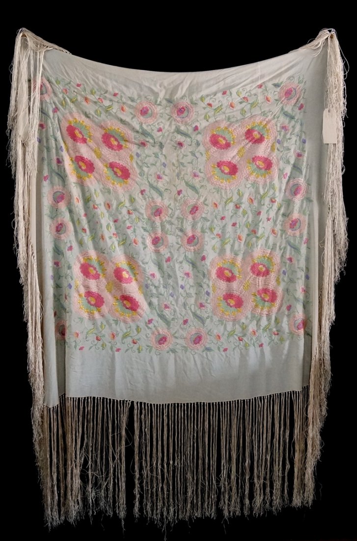 SILK PIANO SHAWL: SILK PIANO SHAWL 58X48"