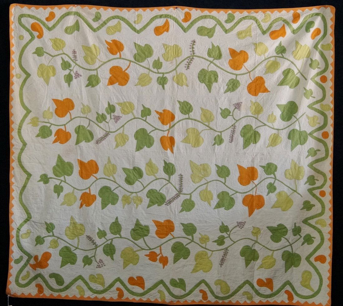 PATCHWORK QUILT: VINES W/TRAPUNTO GRAPES (1 of 4)