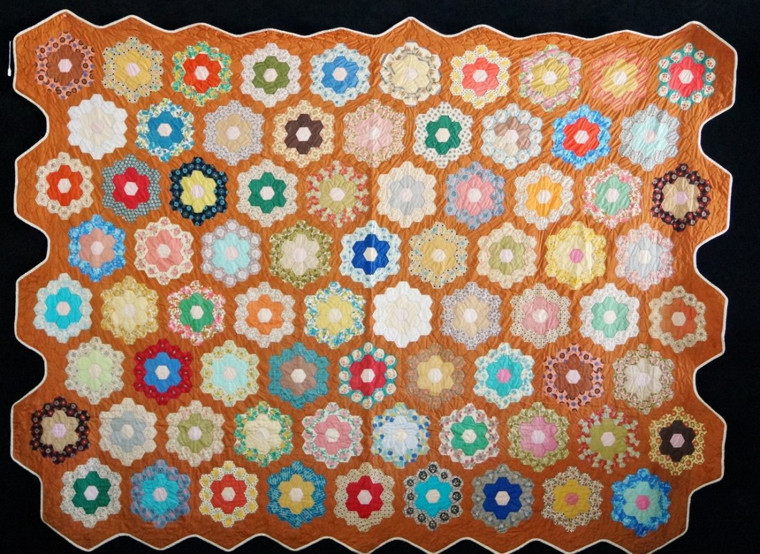 MULTI COLOR PATCHWORK QUILT (TAN BACKGROUND) (1 of 3)