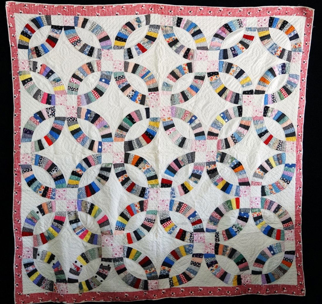 MULTI COLOR QUILT W/ RED BORDER (1 of 3)