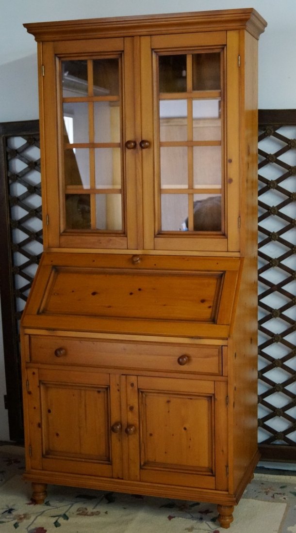 PINE SECRETARY W/ TALL CABINET (1 of 3)