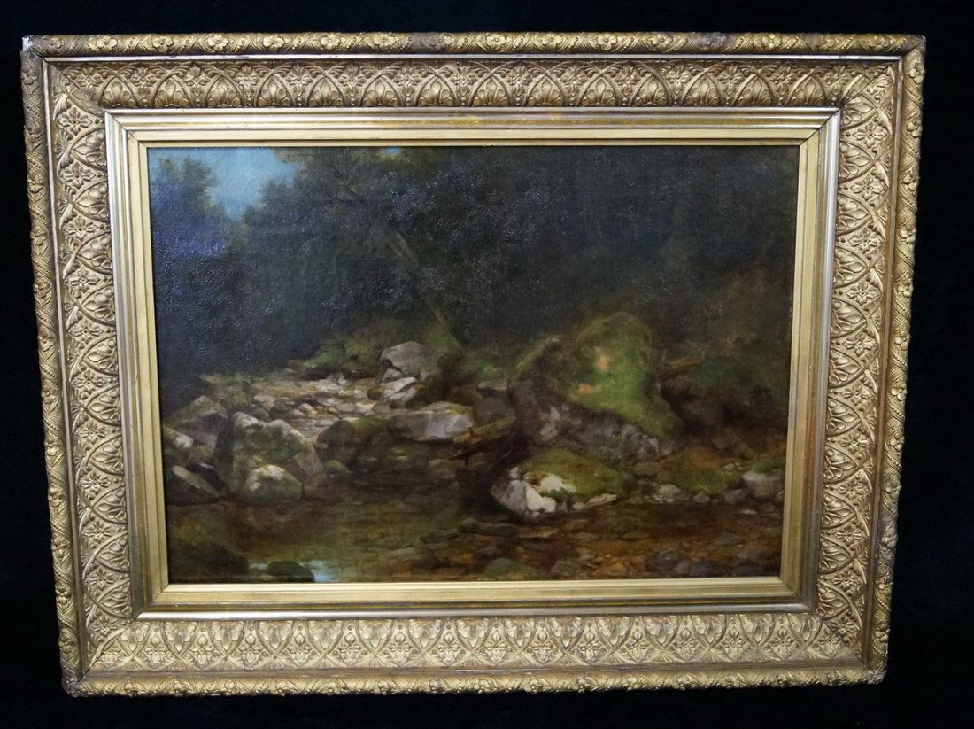 G.F. OIL LANDSCAPE W/ WATERFALL, ATTRB.TO JOHN KENSETT, (1 of 5)