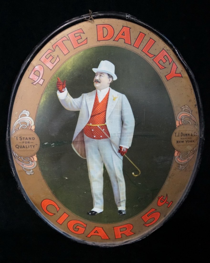 OVAL TIN SIGN, PETE DAILEY CIGARS (1 of 4)