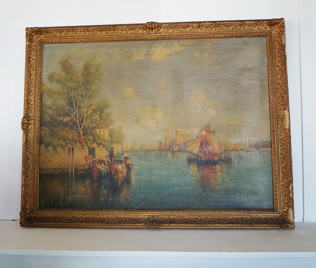 GILT FRAME O/C  "VENETIAN CANAL SCENE" SGN. N. BRIGANTI (1 of 5)