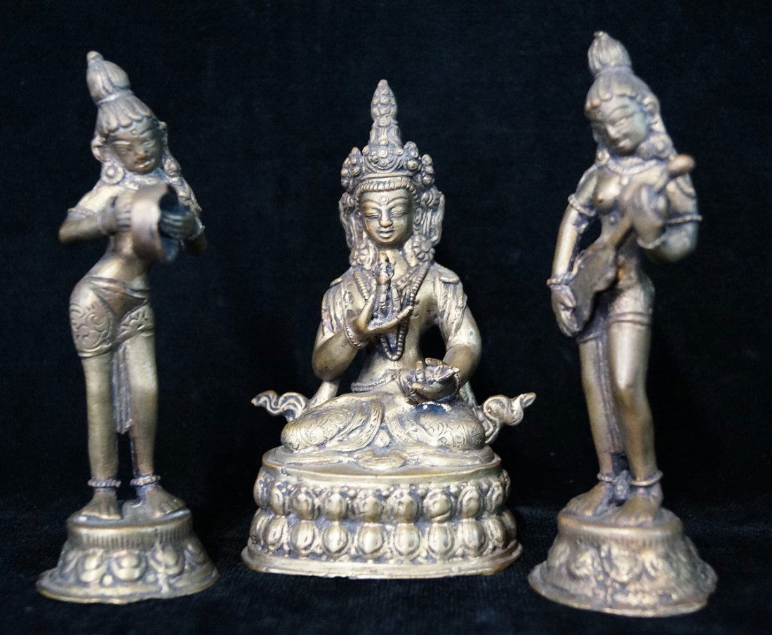 3 BRONZE  THAI  FIGURES (1 of 1)