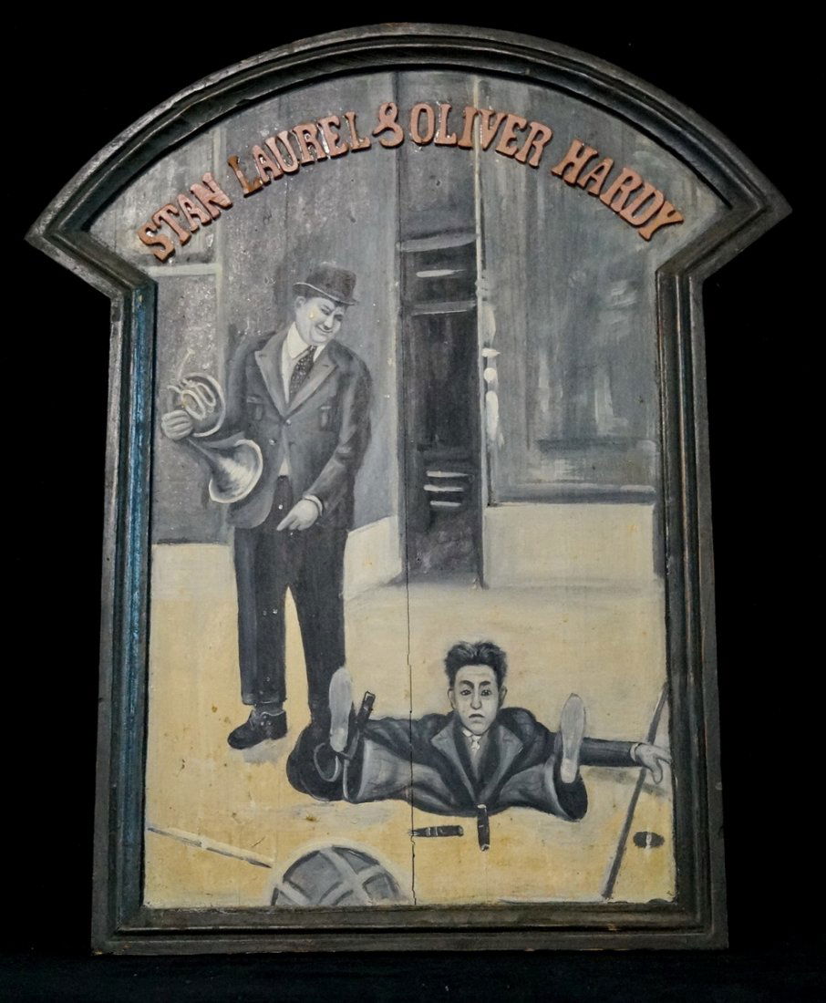 ORIGINAL OIL ON WOOD "LAUREL & HARDY" (1 of 4)