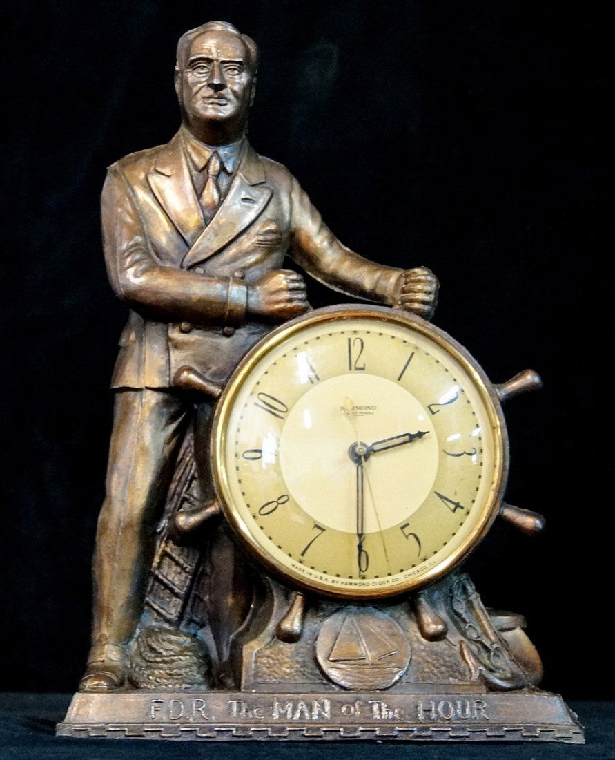 HAMMOND ELECTRIC FIGURAL FDR CLOCK "FOR THE MAN OF THE (1 of 4)