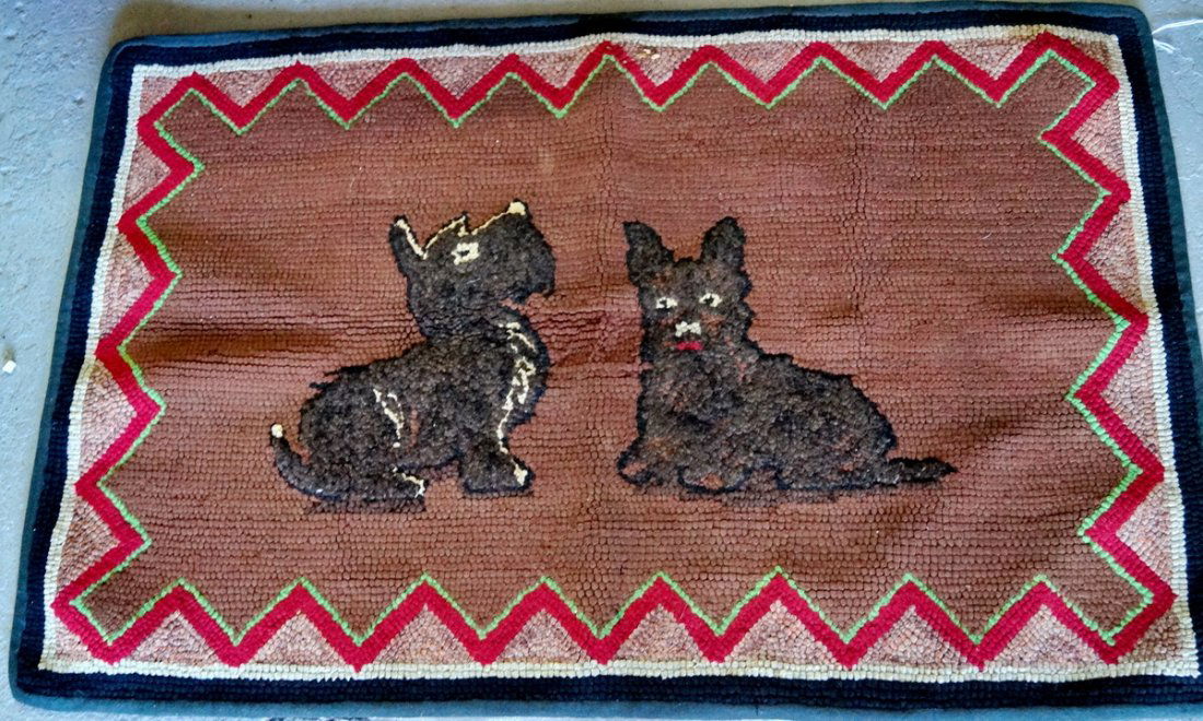 VINTAGE HOOKED RUG "SCOTTIES" (1 of 1)