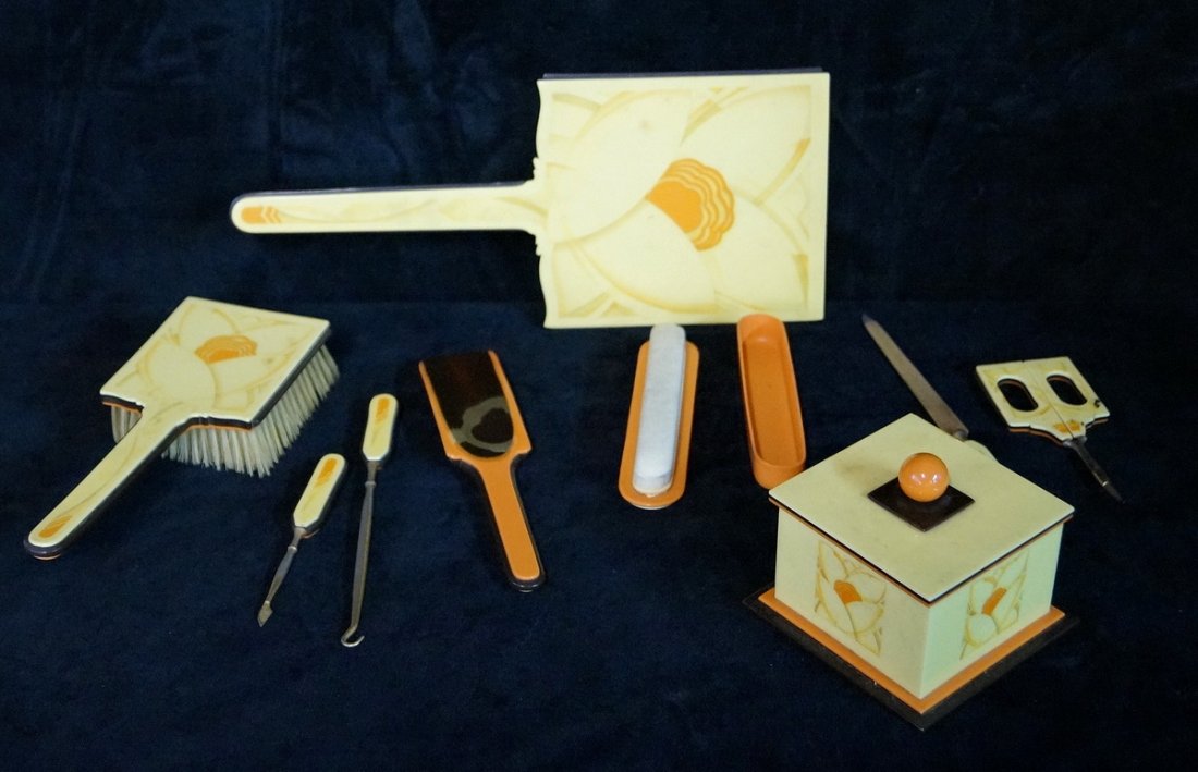 9 PC. CELLULOID DRESSER SET (1 of 1)