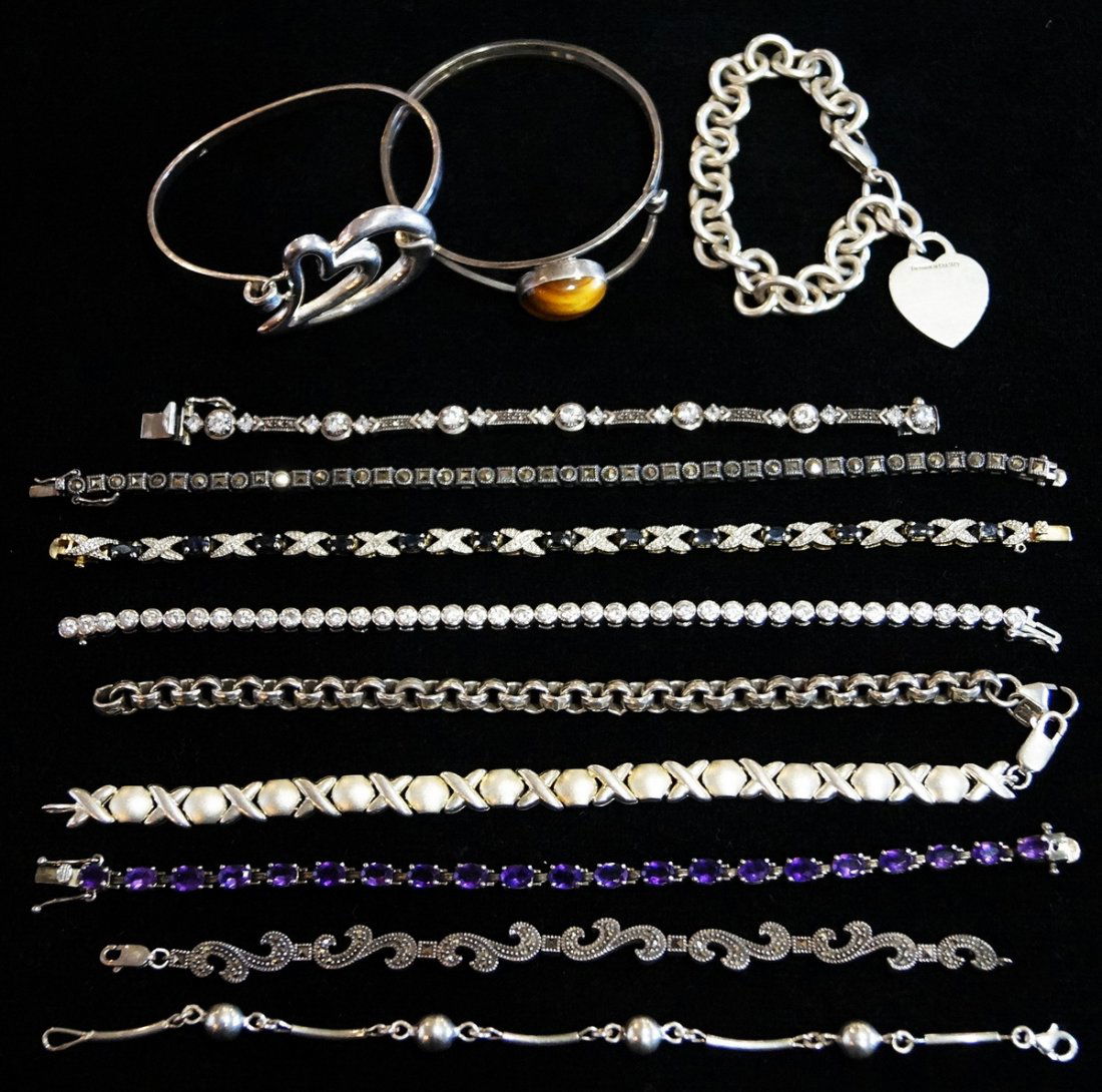 12 STERLING BRACELETS, CHARM MARKED TIFFANY (1 of 4)