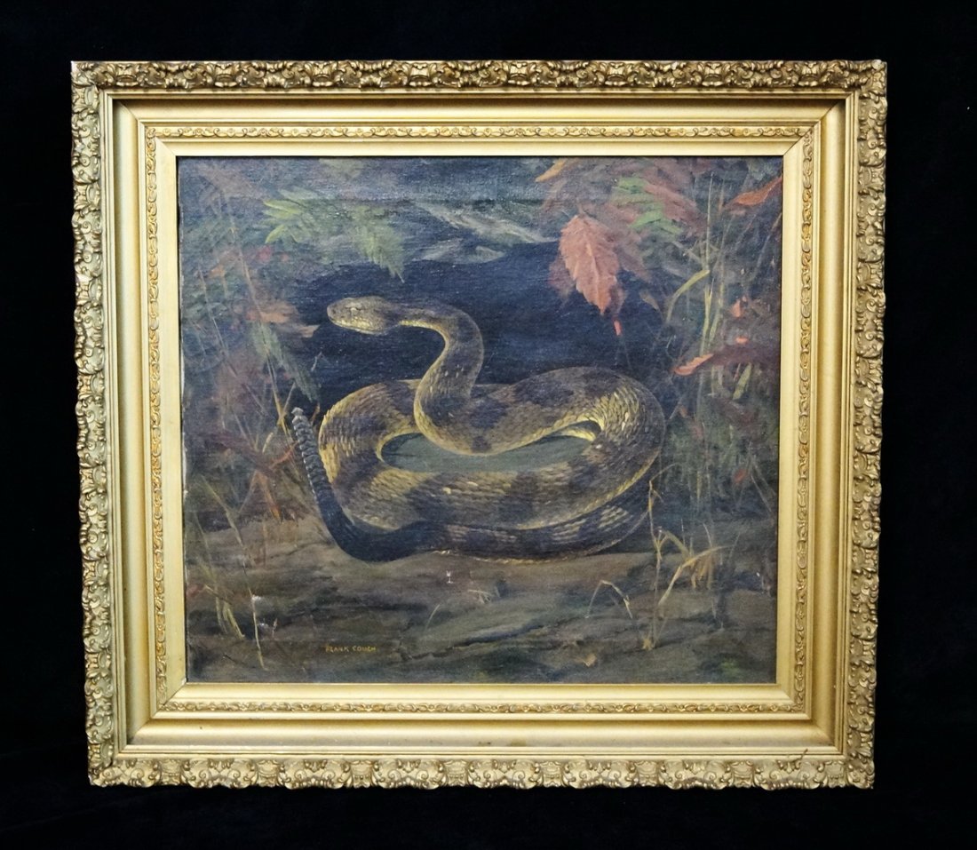 GILT FRAME O/C "SNAKE" SGN. FRANK COUCH: GILT FRAME O/C "SNAKE" SGN. FRANK COUCH 18X20"