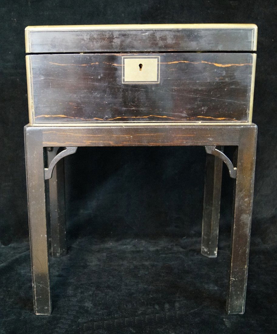 REGENCY BRASS BOUND LAP DESK ON STAND (1 of 7)