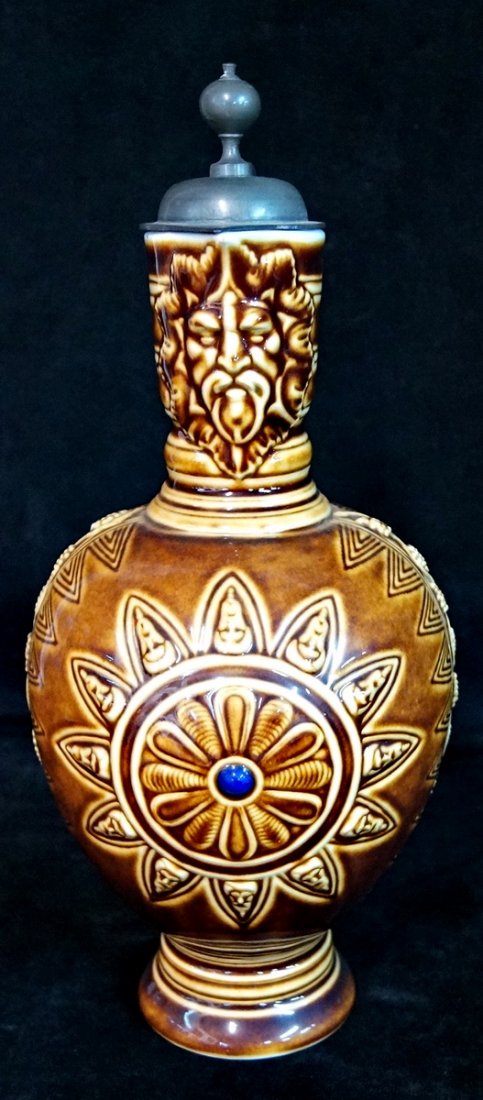 FIGURAL PORCELAIN KPM STEIN W/ PEWTER TOP (1 of 3)