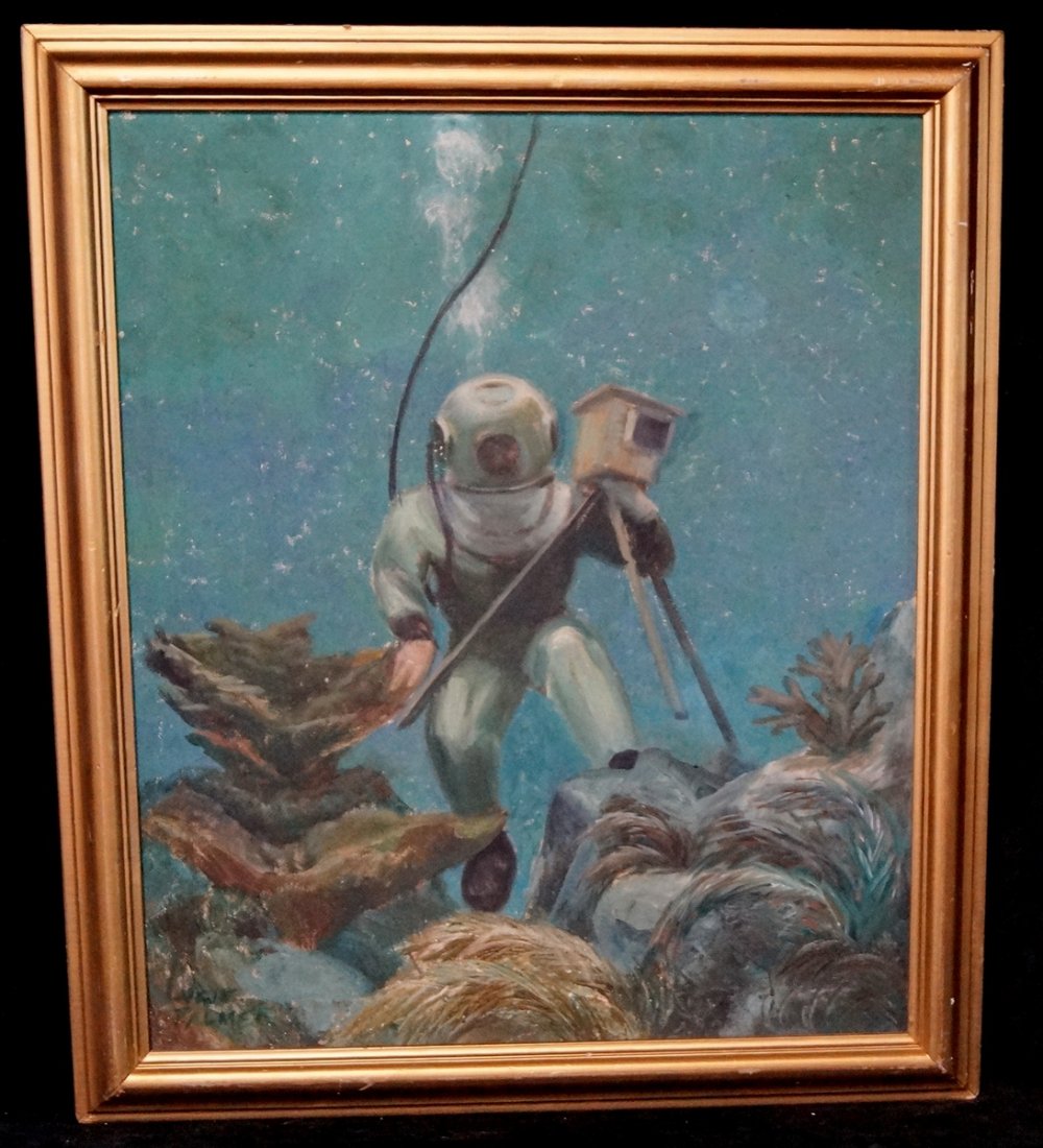 GILT FRAME O/C "CAMERA FANATIC" SGN. PALMER: GILT FRAME O/C "CAMERA FANATIC" SGN. PALMER 24X20"