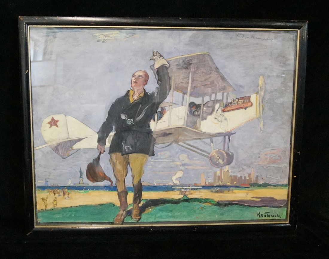 FRAMED WORK ON PAPER "LINDENBERG & NYC" SGN. RENTANDAHL (1 of 7)