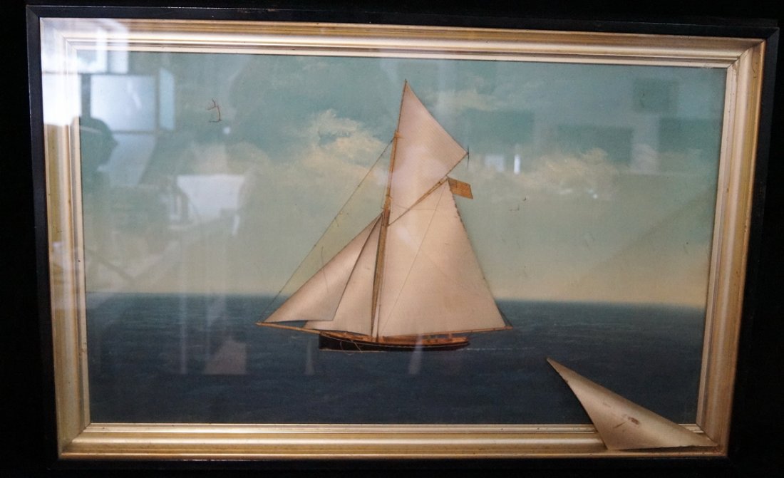 FRAMED MIXED MEDIA "SAILBOAT" (THOMAS WILLIS) (1 of 6)
