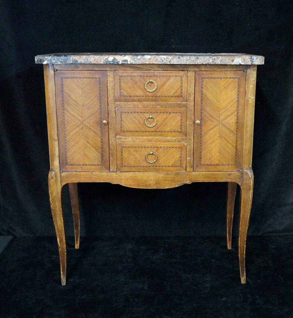 LOUIS XV STYLE MARBLE TOP NIGHT STAND (1 of 5)