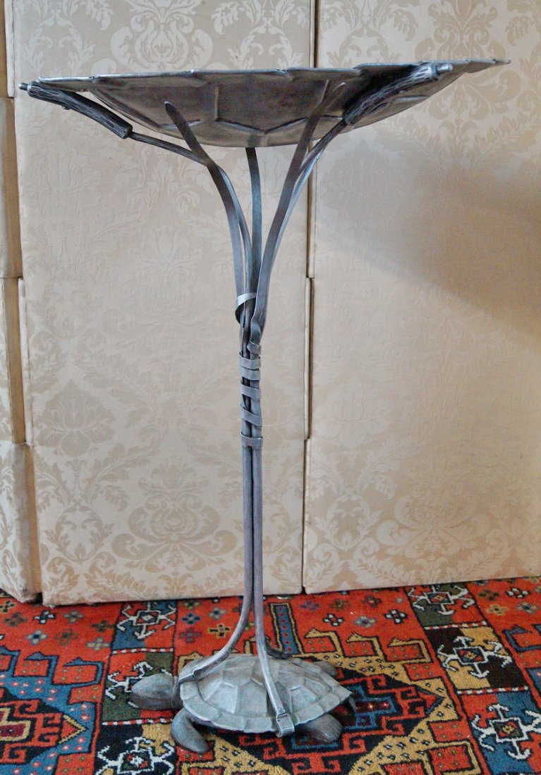 DECO IRON & ALUMINUM TURTLE FIGURAL BIRD BATH (1 of 4)