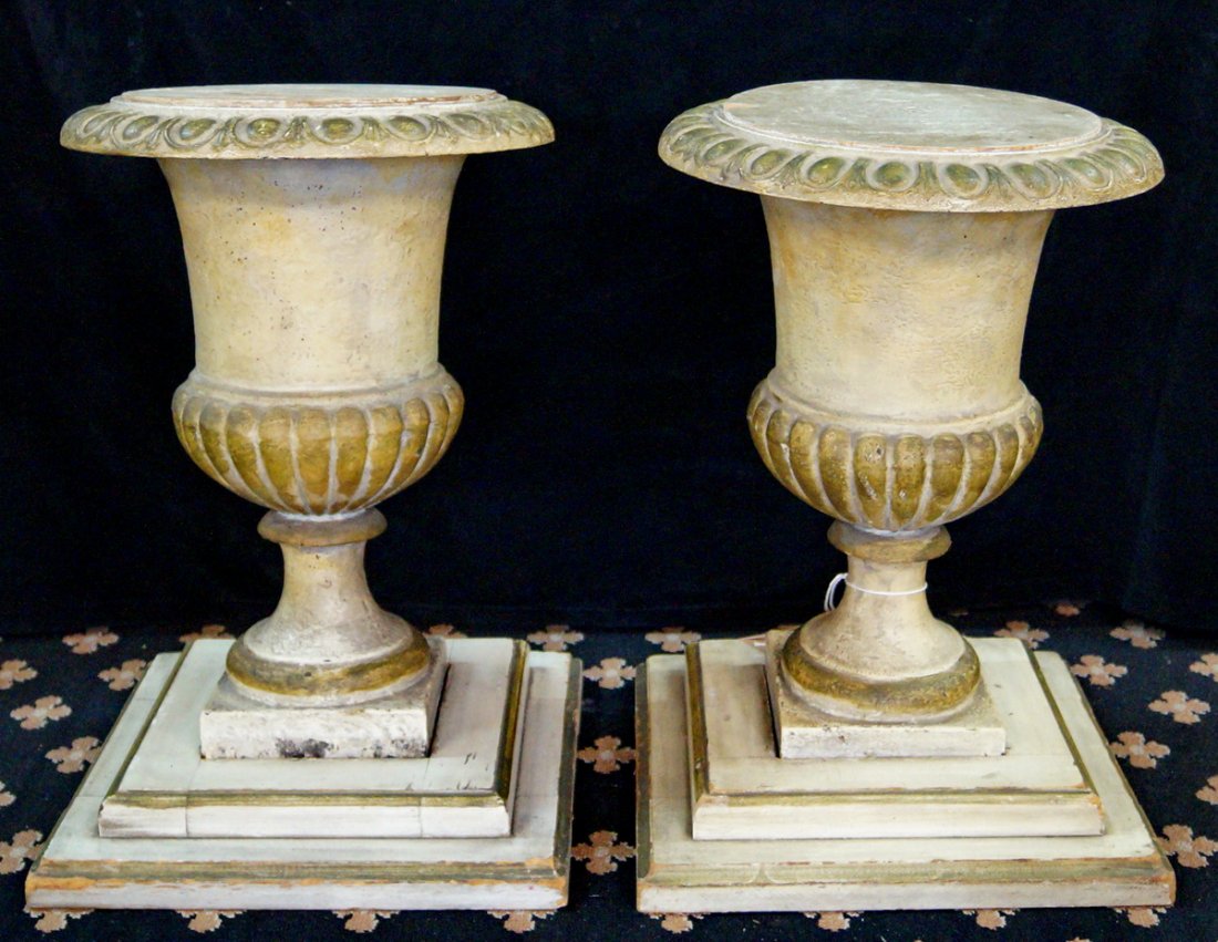 PR. IRON PLANTERS ON WOOD BASES (NOW TABLES) (1 of 4)