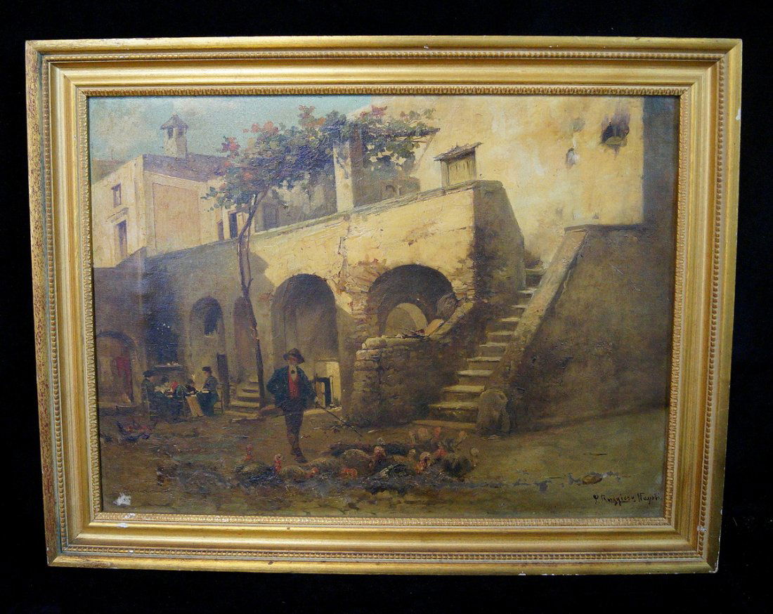 GILT FRAME O/C " TURKEY SHEPHERD" SGN. P. RUGGIERO (1 of 3)